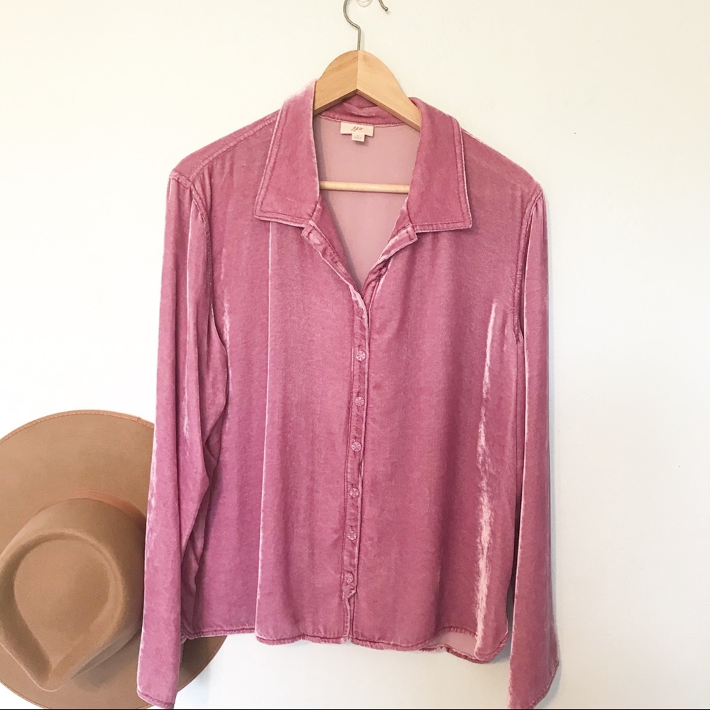 J. Jill silk velvet button down blouse